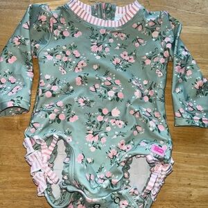 Long Sleeve One Piece Rash Guard Girls 6/12 Months Swimsuit Bathing Suit
